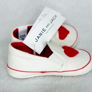 Janie and Jack White and Red Canvas Sneakers